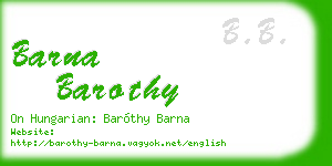 barna barothy business card